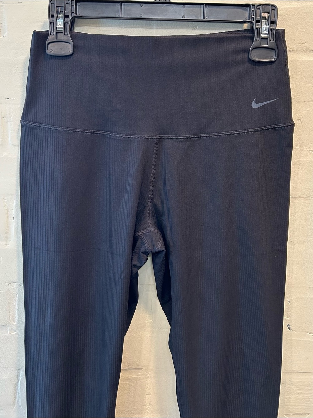 NWT Nike Zenvy Dri Fit Black Ribbed High-Waist 7/8 Leggings Size Large - Picture 5 of 9